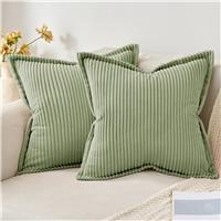 MIULEE Corduroy Cushion Covers Soft Decorative Square 2 50x50cm, Green