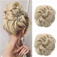 JJstar Messy Bun Hair Piece Curly Fake Hair Buns 2PCS Extension(Pale