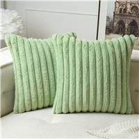 MIULEE Set of Plush Velvet Cushion 2 Faux 50 x 50cm 20 x 20 Green