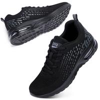 STQ Womens Trainers Ladies Running Shoes Lightweight Walking Black UK4