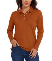 EKLENTSON Women's Golf Polo Shirts UPF Sun 50+ 4-Buttons,Orange,L