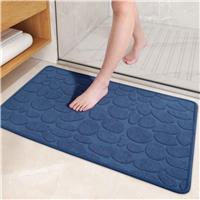COLOR&GEOMETRY Rubber Backed Bath Mat Non Slip Thin 40 x 60 cm, Blue