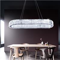 Modern Crystal Chandelier, Oval Led Ceiling Light Flush Mount Fixtures