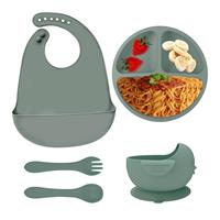 ANTUREBAY Silicone Children's Crockery Sets, Pieces Non-Slip 5
