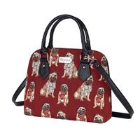Signare Ladies Womens Tapestry Fashion Handbag / Shoulder Bag In Pug Design