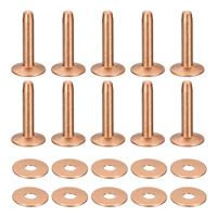 sourcing map Set Copper Rivets and Burrs, Solid Leather 10 9x3.3x21mm