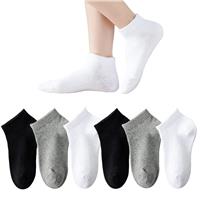 Marchare Boys/Girls Low Cut Cotton Socks Seamless 6 Blac/Grey/White
