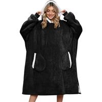 Tuopuda Women Hoodie Blanket Oversized Hoodies Wearable Sherpa (Black)