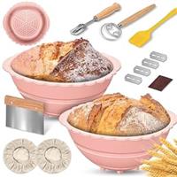 Bread Proofing Basket 2Pack Baking Baskets,9 Making (Pink)