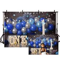 MEHOFOND Balloons Boy Birthday Photography 7x5ft Blue 1st Blackboard