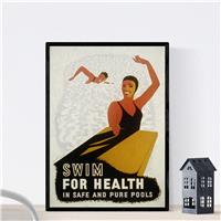 Nacnic Vintage Poster Camapaa vintage poster on swimming. Swim for A4