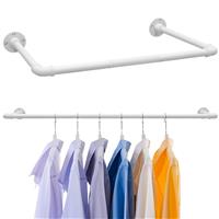 Industrial Clothing Bar Rack, Wall Mounted Closet Rod, 81-119 cm White