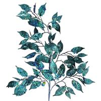 Gisela Graham 12 x Peacock Glitter/Sequin Leaf Branch