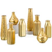Vase for Flowers, Vase Set of Glasseam Glass Small 8, Gold Golden