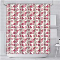 AIBIIN Lovely Shower Curtain Biscuit Hearts Donut 180x180cm Pink 12