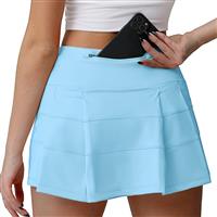 Husnainna High Waisted Pleated Tennis Skirt for 018BZQ-Lt Blue/a2
