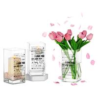 Gifts for Girlfriend Flower Vase: Hewory Square Vase Glass 3pcs