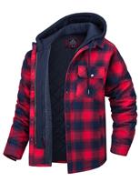 MAGCOMSEN Winter Hoodies for Men Lumberjack Shirts Mens Cold Red