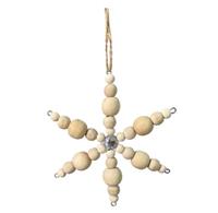 Gisela Graham 12 x Natural Wood Bead Star Dec
