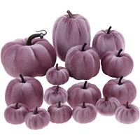 Yatinkim Thanksgiving Artificial Velvet Pumpkins Purple Foam 16Pcs