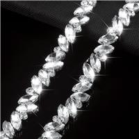 Yard Crystal Rhinestone Close Chain, Sliver Double Marquise Piercing 1