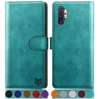 SUANPOT for Samsung Note Galaxy 10 [Credit Blocking],PU 10 Blue Green