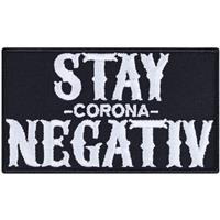 Stay-Corona-Negative Sew on Patch - Iron on Covid-19 Embroidered 90x65