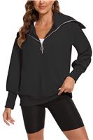 SMENG Jumpers for Women Uk Drop Shoulder Collar Teen Y2k Black 14-16