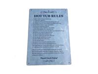 Hot Tub Rules - - Easy to read sign for outdoor use with a list BLUE