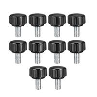 sourcing map Metric Male Thread Knurled M5 x 10mm 15mm Black 10