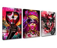 American Style Girl Wall Art Posters Clown Black Red 3 48Wx24H