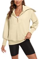SMENG Sweatshirts for Women Uk Lapel Half Zip Fleece Lined Large 6-8