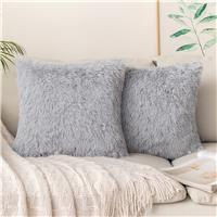 MIULEE Fur Cushion Covers Fluffy Faux 20 x 20 50 x 50cm Grey-white 2
