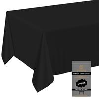 sundee Premium Plastic Table Cloths for Tables(54" x 108"),6 Black