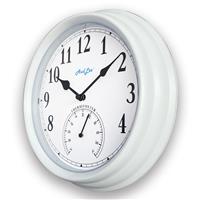AudLee (NEW) Pololio Indoor Wall Clock with Thermometer. 25cm (White)