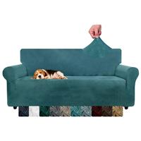 CHELZEN Velvet Couch Covers Seater Thick Stretch Sofa 3 (3 Blue)