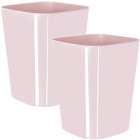 Youngever Pack Square Trash Can, Plastic Garbage 2 5.5L Small (Pink)