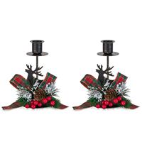 Stag Candle Holder for Christmas Table: Romadedi Set of 2 Xmas Black