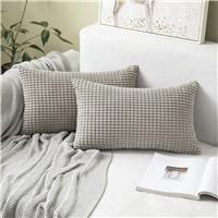 MIULEE Set of Decorative Corduroy Grey 2 12x20 Inches, 30cm x 50cm