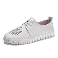 UberDeco Women Leather Loafers Moccasins Comfy Walking (White, UK6.5)