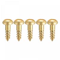 sourcing map Wood Screws Slotted Round Head M4 x 12mm Brass 50