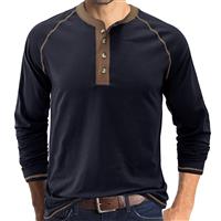 Mens Henley Long Sleeve T Shirts Casual Plain Shirt Tops Tshirt Men