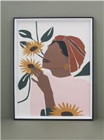 Gisela Graham 4 x Woman w Sunflowers Blk. Framed Print, Large