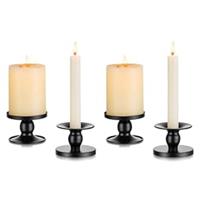 Romadedi Candle Holder Pillar: Metal Taper Stick Holder Black Small 4