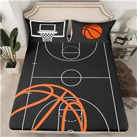 Basketball Court Print Fitted Sheet,Ball Sports Games Themed Sheet(2