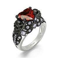 Jeulia ct Heart Cut Diamond Skull Rings for Women 2.55 GiftBox
