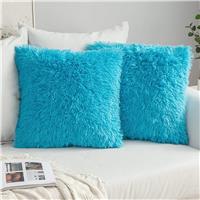 MIULEE Fur Cushion Covers Fluffy Throw Faux 18 x 18 45 x 45 cm Blue 2