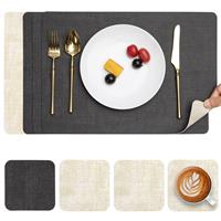 Myir JUN Placemats and Coasters Set of Place Mats Dual Sided 4, Faux