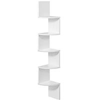 VASAGLE Corner Shelf, Floating Wall Shelf With 5-tier White LBC20WT