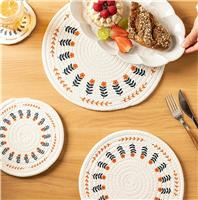JCYOYO Round Cotton Rope Woven Meal Mat Set, Pack Heat 3 (7 Inches),